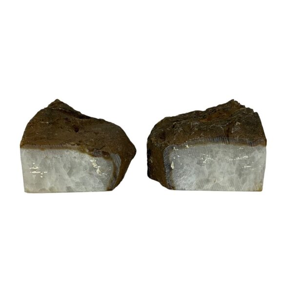 Natural Agate Geode Bookends Unique Crystal Book Holder Set Library Home Decor - Picture 5 of 5